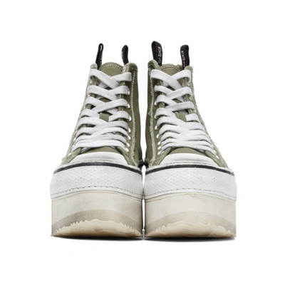 Shop R13 Green & White Platform High Top Sneakers In Olive