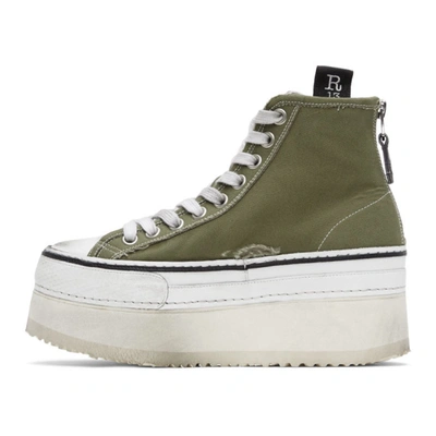 Shop R13 Green & White Platform High Top Sneakers In Olive