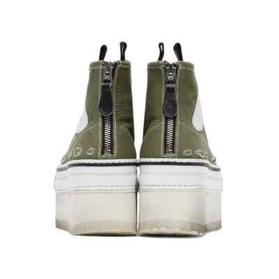 Shop R13 Green & White Platform High Top Sneakers In Olive