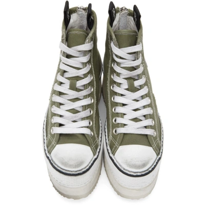 Shop R13 Green & White Platform High Top Sneakers In Olive