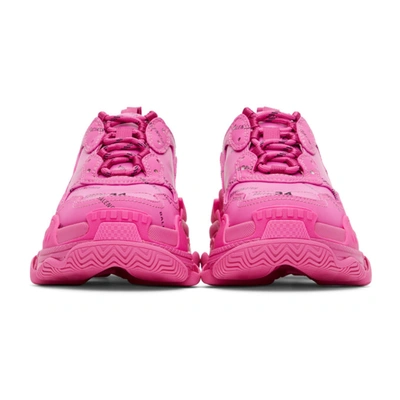 Shop Balenciaga Pink Allover Logo Triple S Sneakers In 5210 Pink