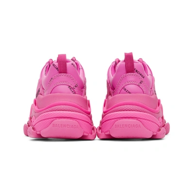 Shop Balenciaga Pink Allover Logo Triple S Sneakers In 5210 Pink