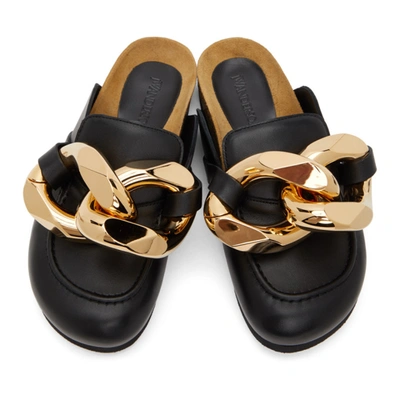 JW ANDERSON BLACK CHAIN SLIPPERS 