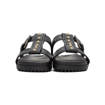 Shop Valentino Black  Garavani Rockstud Sandals In 0no Black