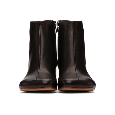 Shop Mm6 Maison Margiela Black Low Heel Ankle Boots In T8013 Black