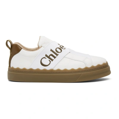 Shop Chloé White & Brown Lauren Sneakers In 20f Brown