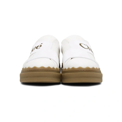 Shop Chloé White & Brown Lauren Sneakers In 20f Brown