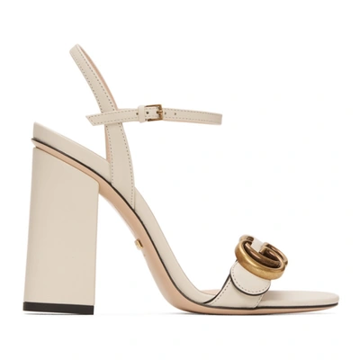 Shop Gucci White Gg Marmont Heeled Sandals In 9022 White