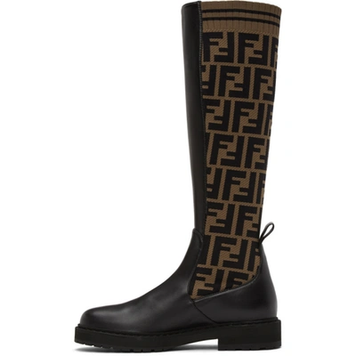 Shop Fendi Brown & Black 'forever ' Rockoko Tall Boots In F0pmm Tobac