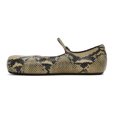 Shop Marni Beige Snake Print Ballet Flats In 00w26 L Cam