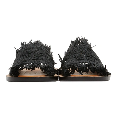 Shop Loewe Black Raffia Mule Sandals In 1100 Black