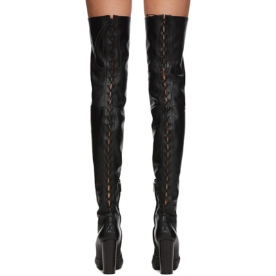 Shop Saint Laurent Black 76 Laced Thigh-high Boots In 1000 Black