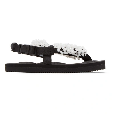 Shop Cecilie Bahnsen Black & White Suicoke Edition Floral Sandal