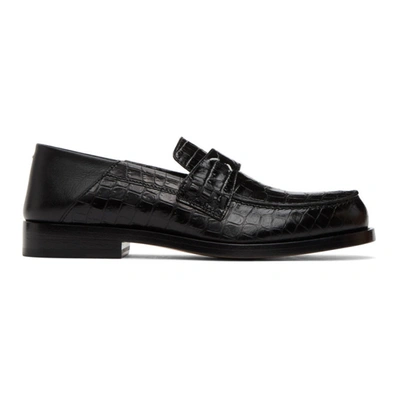 Shop Maison Margiela Black Croc Loafers In T8013 Black