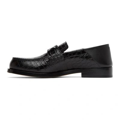 Shop Maison Margiela Black Croc Loafers In T8013 Black