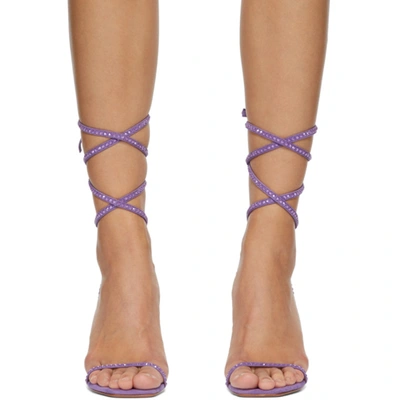 Shop Amina Muaddi Purple Vita Crystal Heeled Sandals In Violoet