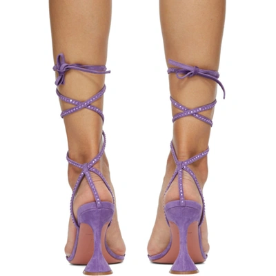Shop Amina Muaddi Purple Vita Crystal Heeled Sandals In Violoet