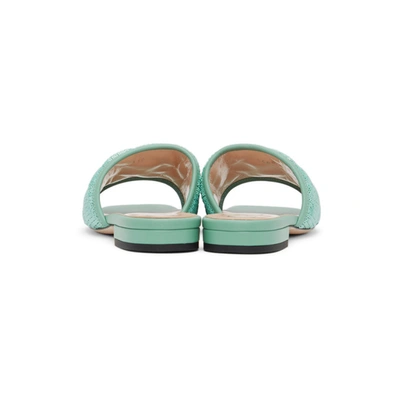 Shop Gucci Green Sequin Gg Slides In 3961 Watgreen