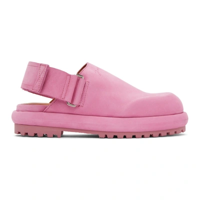 Shop Jacquemus Pink Nubuck 'les Mules' Shoes