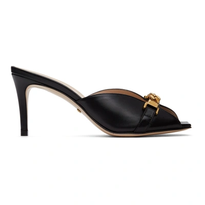 Shop Gucci Black Sylvie Chain Heeled Sandals In 1000 Black