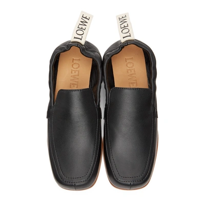 Shop Loewe Black Elasticated Loafers In 1100 Black