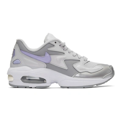 Shop Nike Grey & Purple Air Max 2 Light Sneakers In 001 Vast Gr