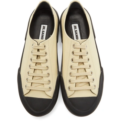 Shop Jil Sander Off-white Leather Sneakers In 280 Vanilla