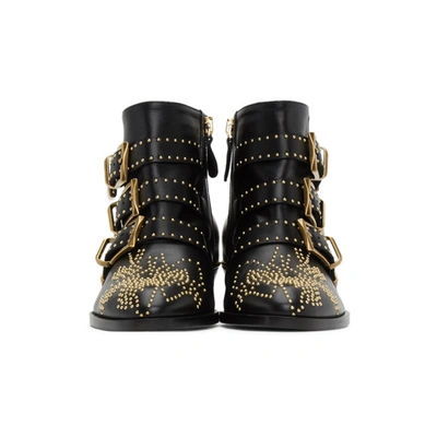 Shop Chloé Black & Gold Susanna Boots In 0zy Black