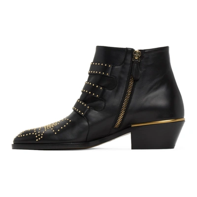 Shop Chloé Black & Gold Susanna Boots In 0zy Black