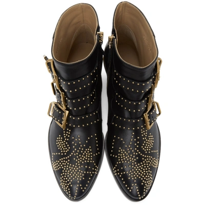 Shop Chloé Black & Gold Susanna Boots In 0zy Black