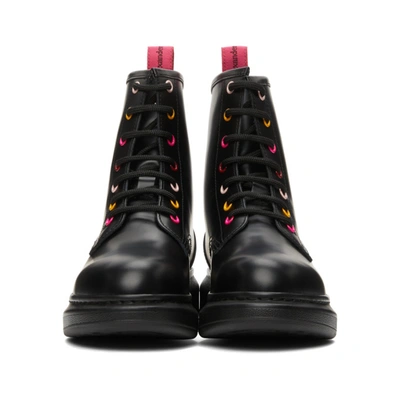 Shop Alexander Mcqueen Black Rainbow Eyelets Hybrid Combat Boots In 1313 Black