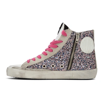 Shop Golden Goose Multicolor And Grey Glitter Francy Sneakers