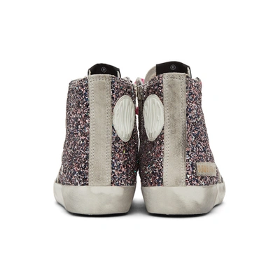 Shop Golden Goose Multicolor And Grey Glitter Francy Sneakers