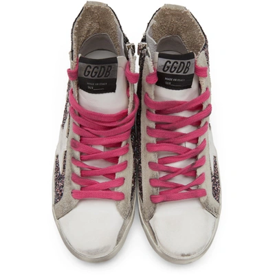 Shop Golden Goose Multicolor And Grey Glitter Francy Sneakers