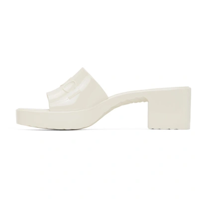 Shop Gucci Off-white Rubber Slide Heeled Sandals In 9022 White