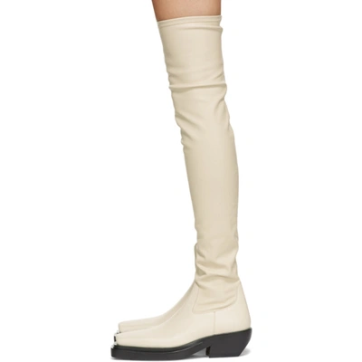 Shop Bottega Veneta Off-white 'the Lean' Tall Boots In 8279 Wax