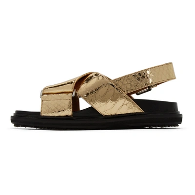 Shop Marni Gold Snake Fussbett Sandals In 00w41 Gold