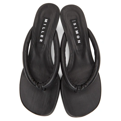 Shop Simon Miller Black Vegan Leather Beep Thong Sandals