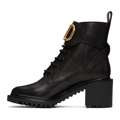 Shop Valentino Black  Garavani Vlogo Combat Boots In 0no Black