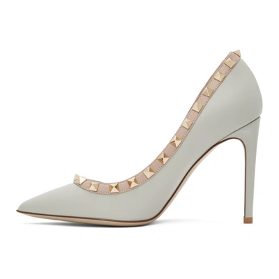 Shop Valentino Grey And Pink  Garavani Rockstud Heels In 39k Grey/p