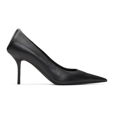 Shop Balenciaga Black Leather Square Knife Pumps In 1000 Black