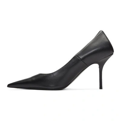 Shop Balenciaga Black Leather Square Knife Pumps In 1000 Black