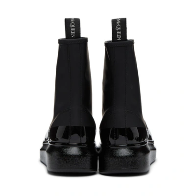 Shop Alexander Mcqueen Black Coated Hybrid Boots In 1000 Black