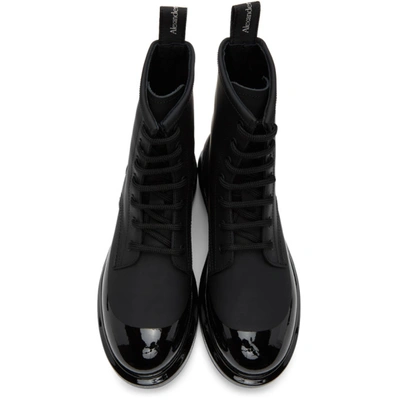 Shop Alexander Mcqueen Black Coated Hybrid Boots In 1000 Black