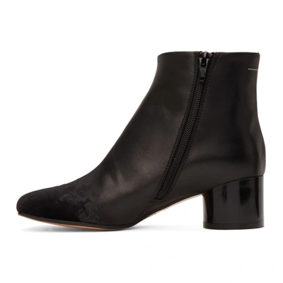 Shop Mm6 Maison Margiela Black Velvet Toe Low Heel Boots In T8013 Black