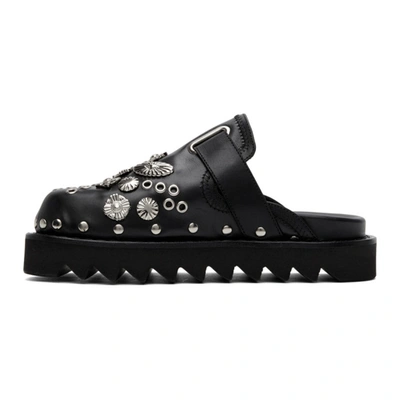 Shop Toga Black Leather Buckle Loafers
