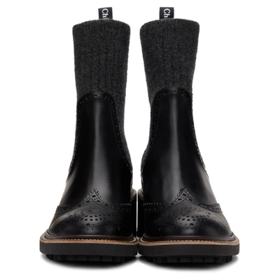Shop Chloé Chloe Black Franne Sock Ankle Boots In 001 Black