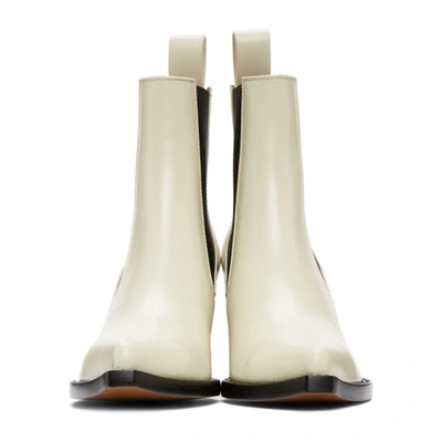 Shop Bottega Veneta Off-white 'the Lean' Heeled Chelsea Boots In 8279 Wax