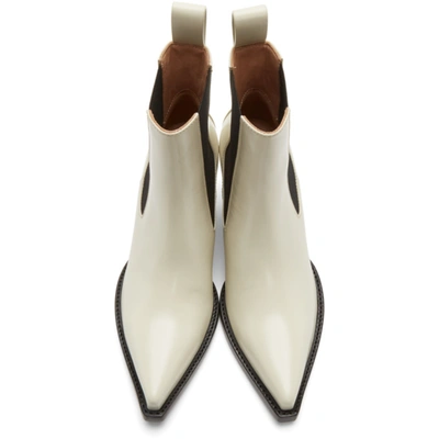 Shop Bottega Veneta Off-white 'the Lean' Heeled Chelsea Boots In 8279 Wax