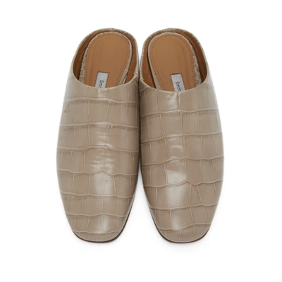 Shop Emme Parsons Taupe Croc-embossed Glider Slippers In 030 Cement